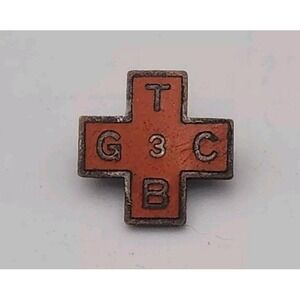 Vintage Go to Church Band‎ enamel orange cross pin